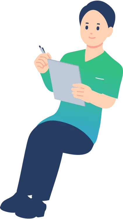 チーム医療で働く男性スタッフ